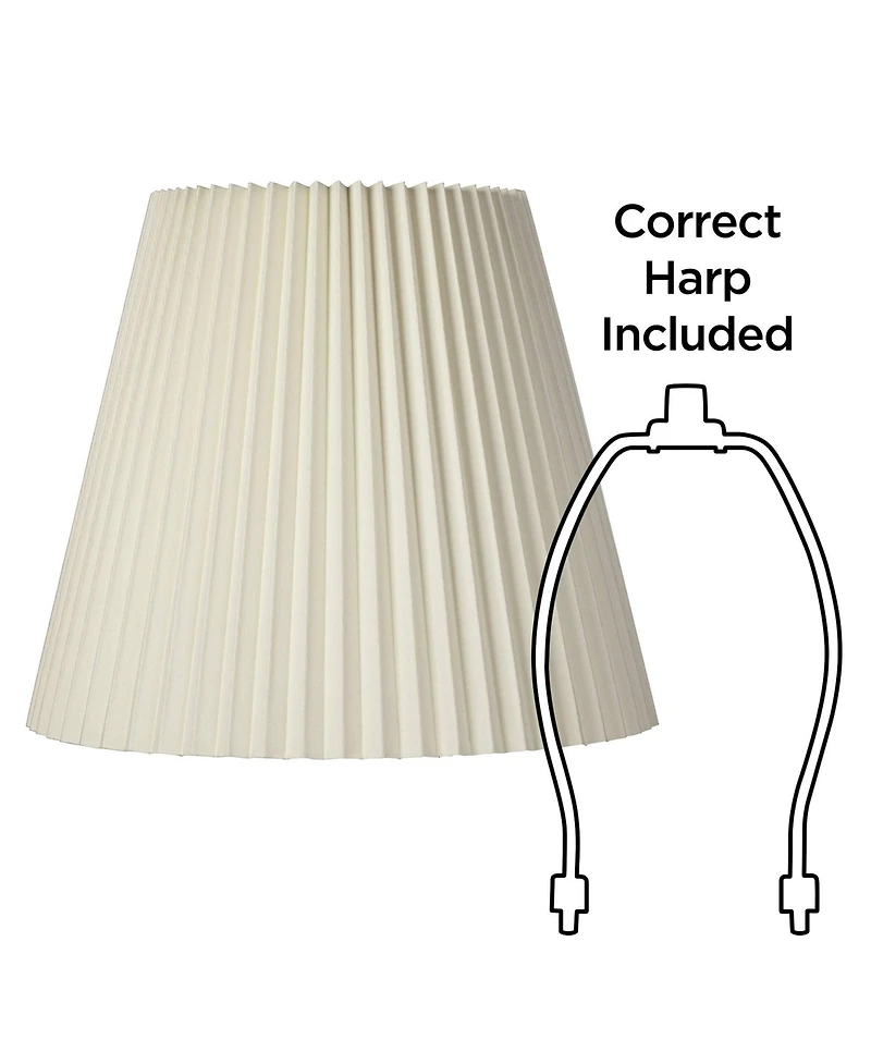Springcrest 10" Top x 17" Bottom x 14 1/2" High x 14 3/4" Slant Lamp Shade Replacement Large Ivory Bell Pleated Spider Harp Finial