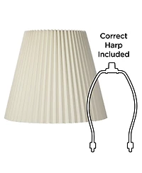 Springcrest 10" Top x 17" Bottom x 14 1/2" High x 14 3/4" Slant Lamp Shade Replacement Large Ivory Bell Pleated Spider Harp Finial