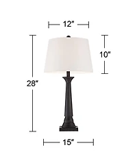360 Lighting Dolbey Rustic Farmhouse Table Lamps 28" Tall Set of 2 Bronze Off White Drum Shade for Bedroom Living Room Bedside Nightstand Office