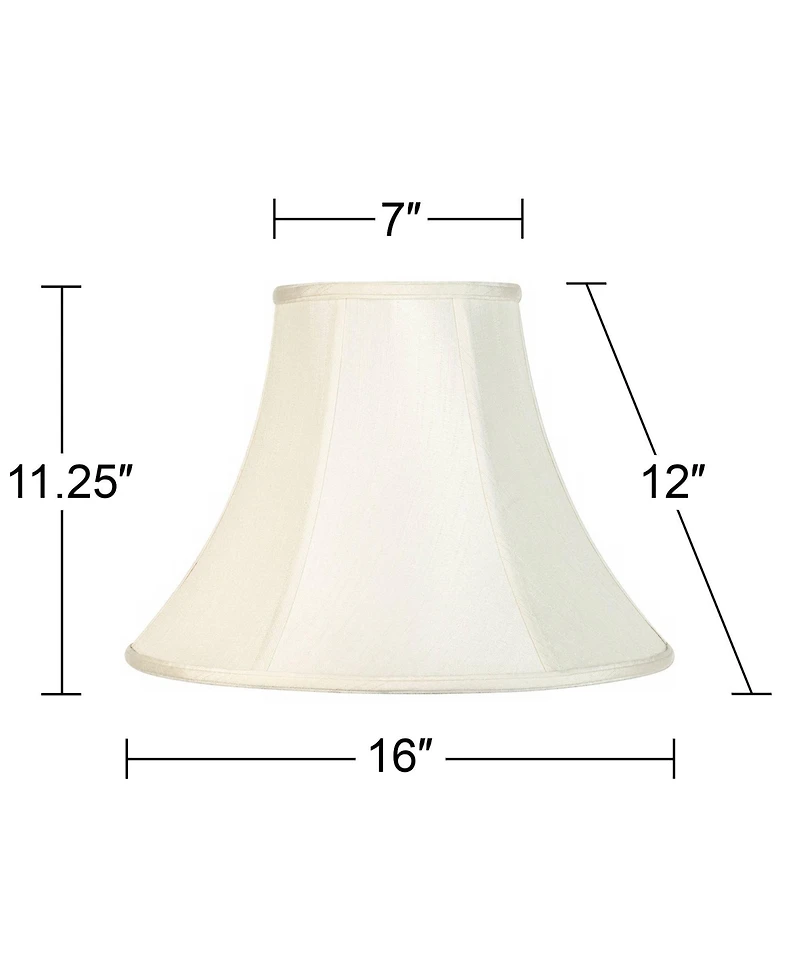 Imperial Shade Set of 2 Bell Lamp Shades Cream Medium 7" Top x 16" Bottom x 12" High Spider Replacement Harp and Finial Fitting