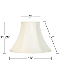 Imperial Shade Set of 2 Bell Lamp Shades Cream Medium 7" Top x 16" Bottom x 12" High Spider Replacement Harp and Finial Fitting