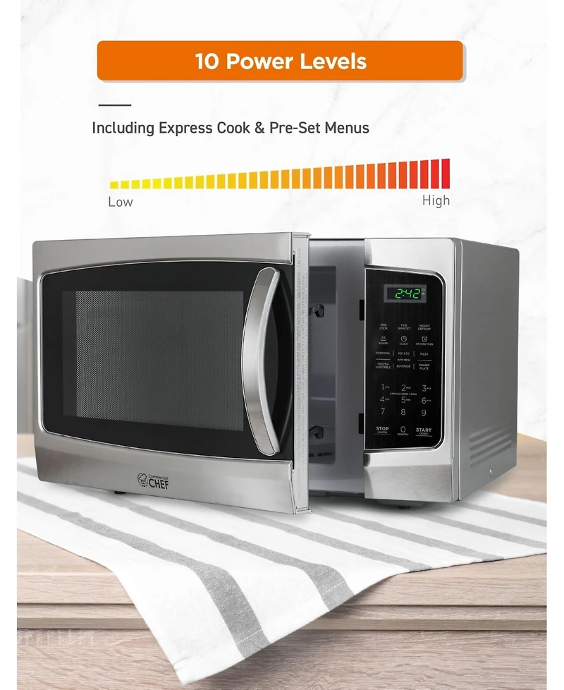 Commercial Chef 1.3 Cu. Ft. Counter Top Microwave,Stainless Steel