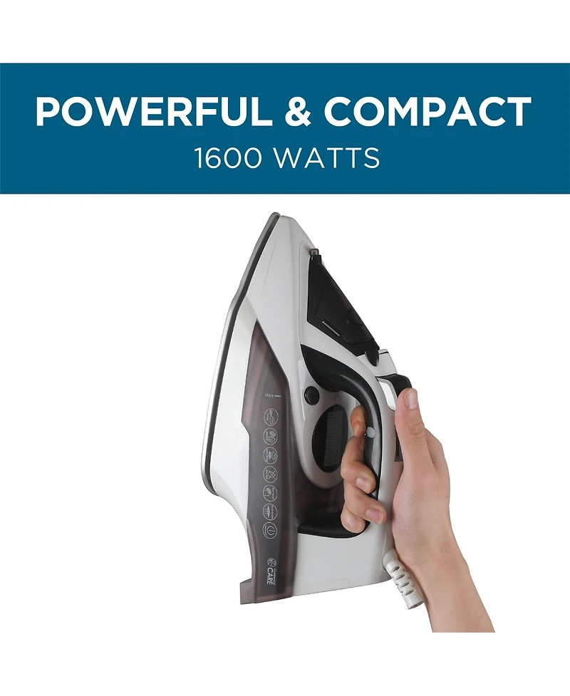 Steam Iron, 1600 Watts Steamer for Clothes, Self-Cleaning Portable Iron