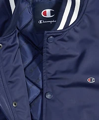 Champion Men's Classic Logo Striped-Trim Varsity Jacket