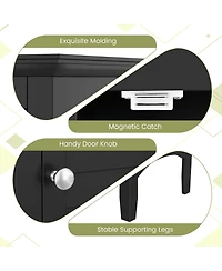 Tall Bathroom Floor Cabinet Narrow Linen Tower with 2 Doors & Adjustable Shelf