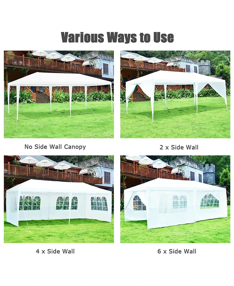 Slickblue 6 Sidewalls Outdoor Canopy Tent with Carry Bag-White