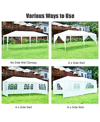 Slickblue 6 Sidewalls Outdoor Canopy Tent with Carry Bag-White