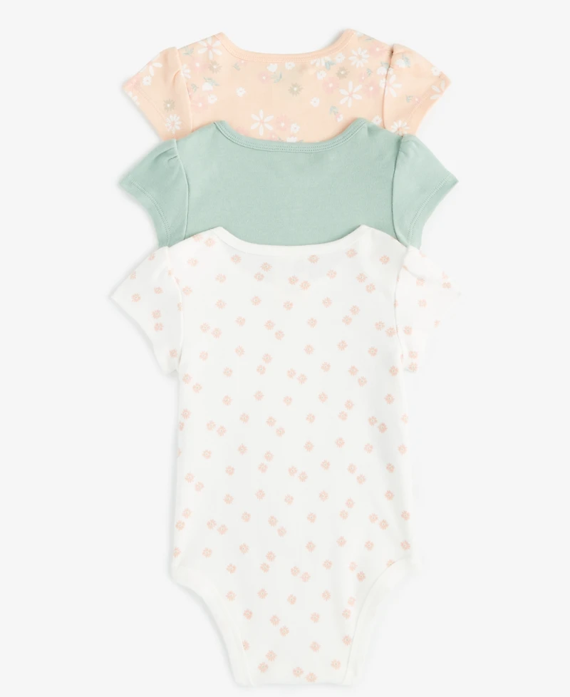Baby Girls Secret Garden Cotton Bodysuits, 3 Pack, Exclusively at Macy's