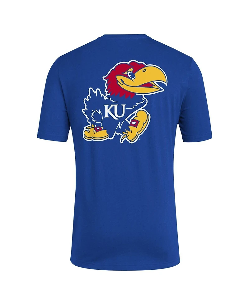 Adidas Men's Royal Kansas Jayhawks Reverse Retro Baseball 2 Hit T-Shirt
