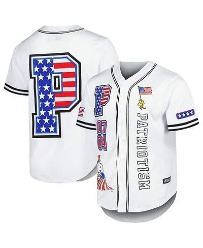 Freeze Max Men's White Peanuts Patriotism Baseball Jersey