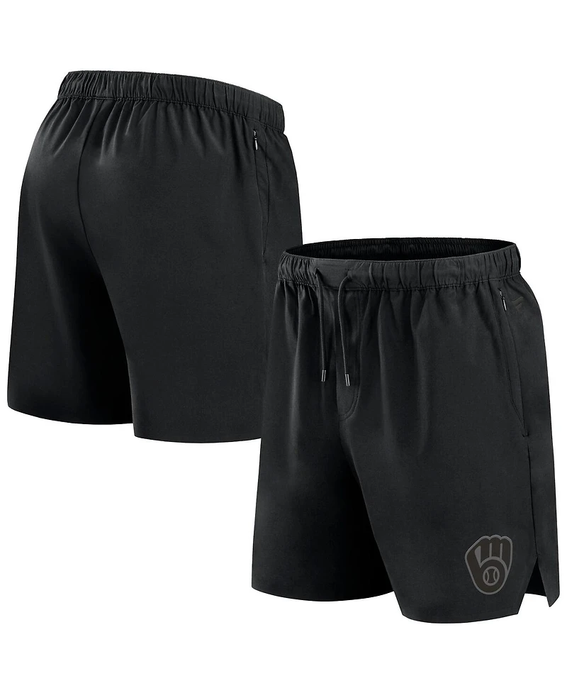 Fanatics Signature Men's Black Milwaukee Brewers Front Office Woven Shorts