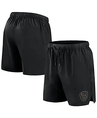 Fanatics Signature Men's Black Milwaukee Brewers Front Office Woven Shorts