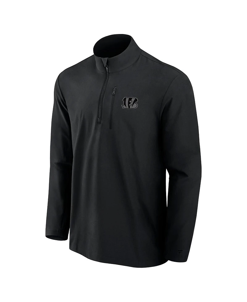 Fanatics Signature Men's Black Cincinnati Bengals Front Office Woven Quarter-Zip Jacket