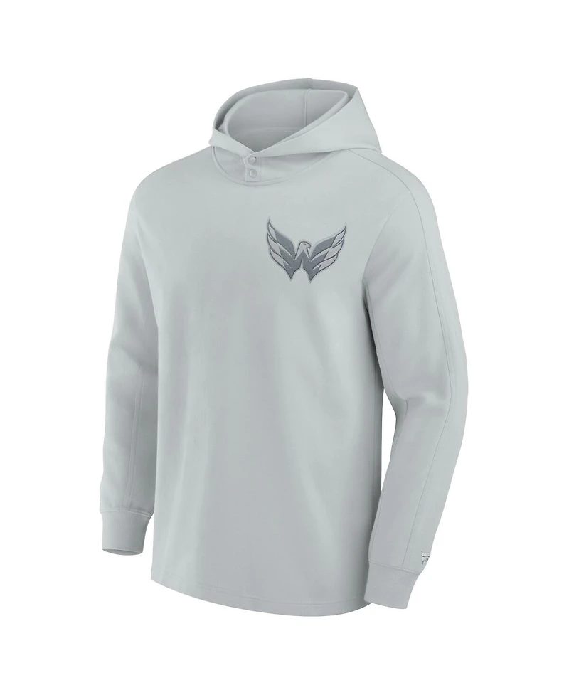 Fanatics Signature Men's Gray Washington Capitals Elements Lightweight Tri-Blend Fleece Hoodie