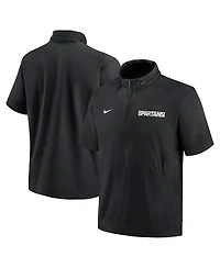 Nike Men's Black Michigan State Spartans 2024 Sideline Coach Short Sleeve Half-Zip Hoodie Jacket