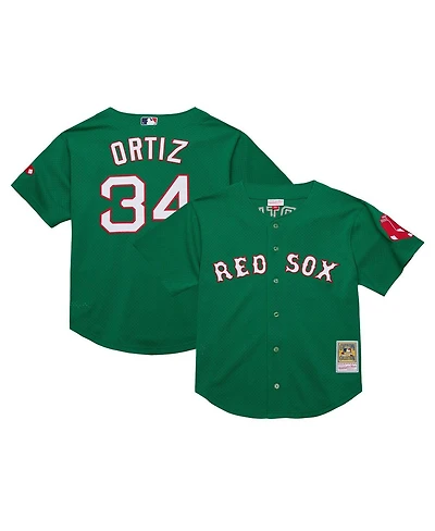 Mitchell & Ness Big Boys and Girls David Ortiz Green Boston Red Sox Cooperstown Collection Mesh Batting Practice Jersey