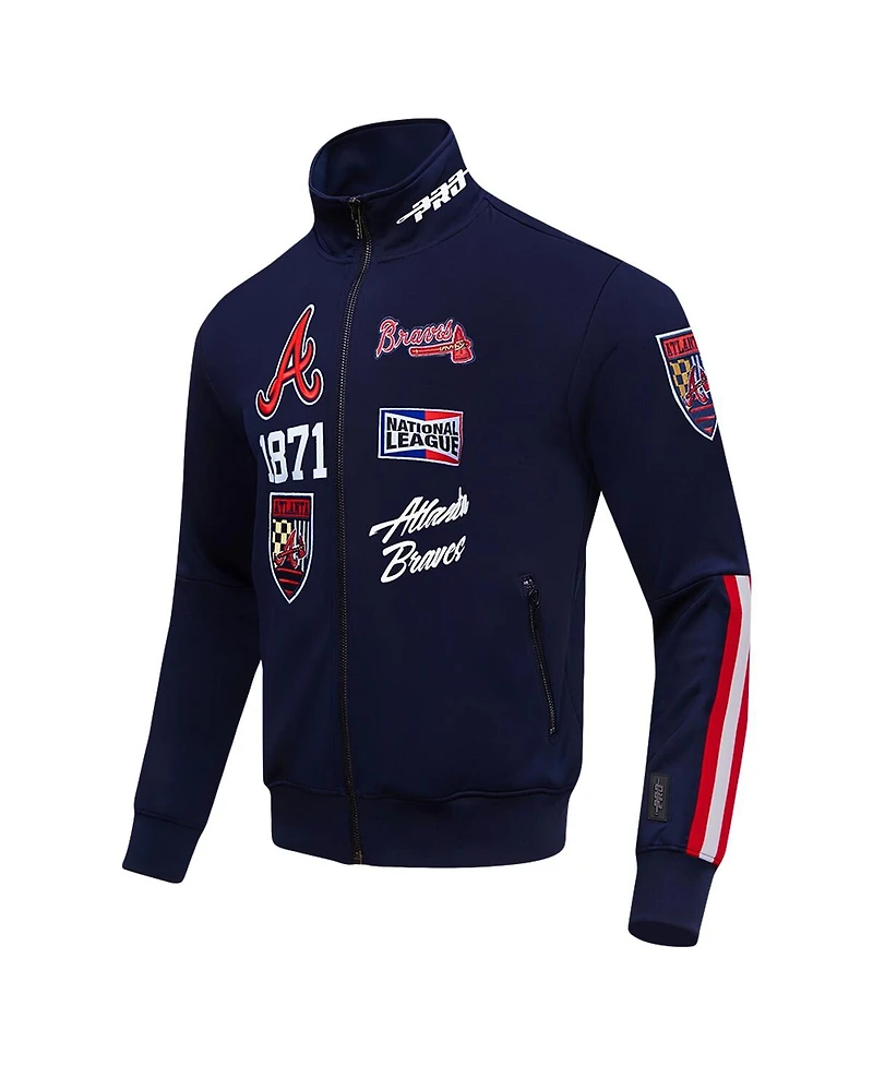 Pro Standard Men's Navy Atlanta Braves Fast Lane Full-Zip Track Jacket