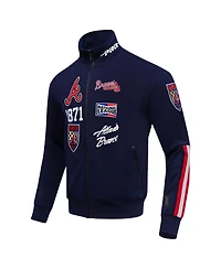 Pro Standard Men's Navy Atlanta Braves Fast Lane Full-Zip Track Jacket