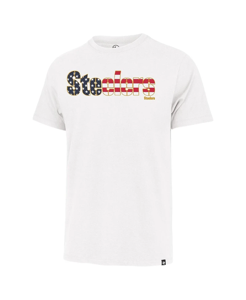 '47 Brand Men's White Pittsburgh Steelers Flag Script Franklin T-Shirt