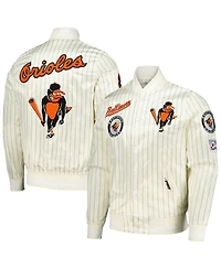 Pro Standard Men's Cream Baltimore Orioles Cooperstown Collection Pinstripe Retro Classic Satin Full-Snap Jacket