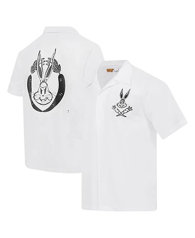 Freeze Max Men's White Looney Tunes Bugs Bunny Melted Skeleton Button-Up Shirt