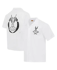 Freeze Max Men's White Looney Tunes Bugs Bunny Melted Skeleton Button-Up Shirt