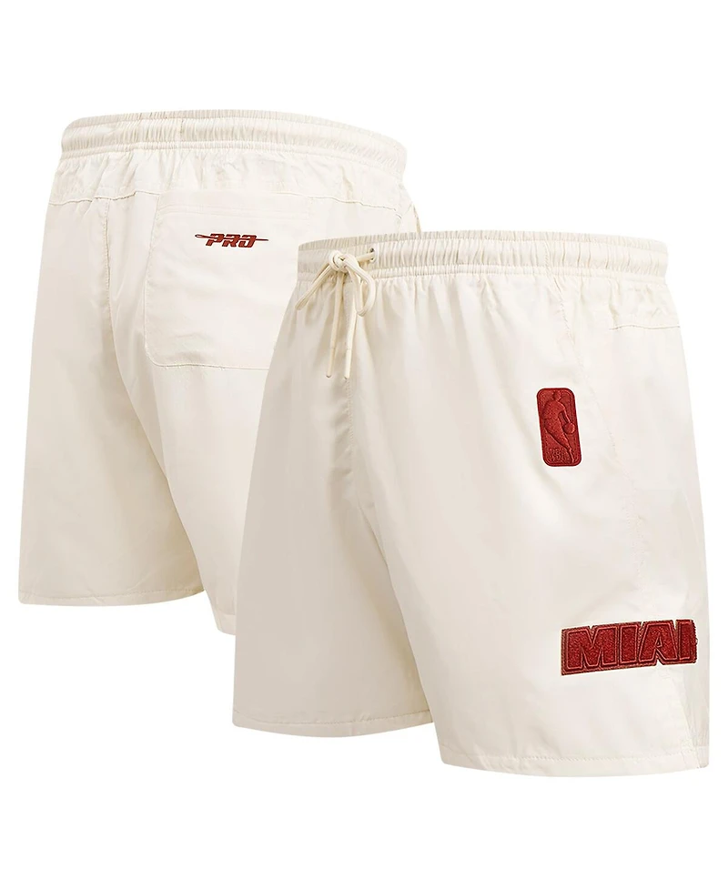 Pro Standard Men's Cream Miami Heat Triple Tonal Woven Shorts