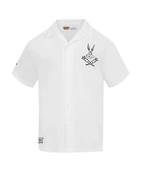 Freeze Max Men's White Looney Tunes Bugs Bunny Melted Skeleton Button-Up Shirt