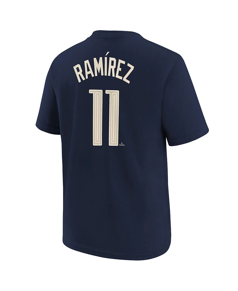 Nike Big Boys and Girls Jose Ramirez Navy Cleveland Guardians 2024 City Connect Name Number T-Shirt
