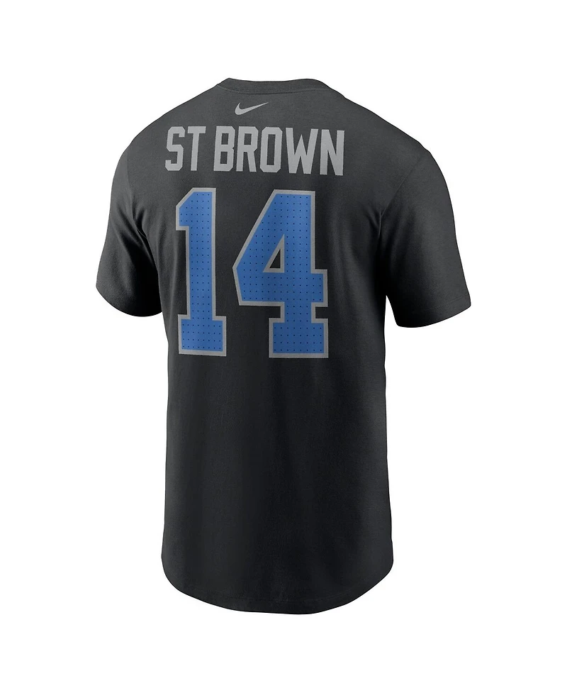Nike Men's Amon-Ra St. Brown Black Detroit Lions Player Name Number T-Shirt