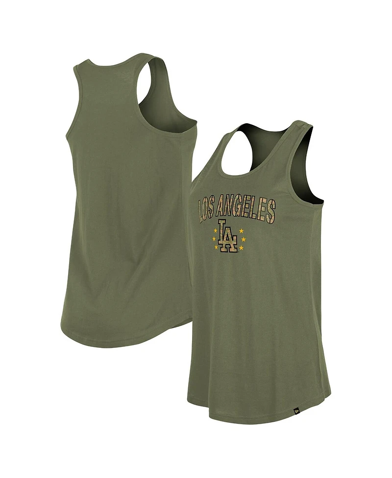 New Era Women's Olive Los Angeles Dodgers Armed Forces Day Tank Top