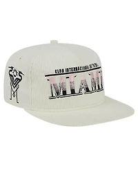 New Era Men's White Inter Miami Cf Throwback Corduroy Golfer Adjustable Hat