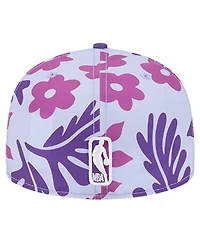 New Era Men's Purple Los Angeles Lakers Palm Fronds 2-Tone 59FIFTY Fitted Hat