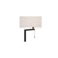 360 Lighting Space Saver Modern Floor Lamp with Tray Table 62" Tall Black Metal White Fabric Drum Shade for Living Room Bedroom Office House Home