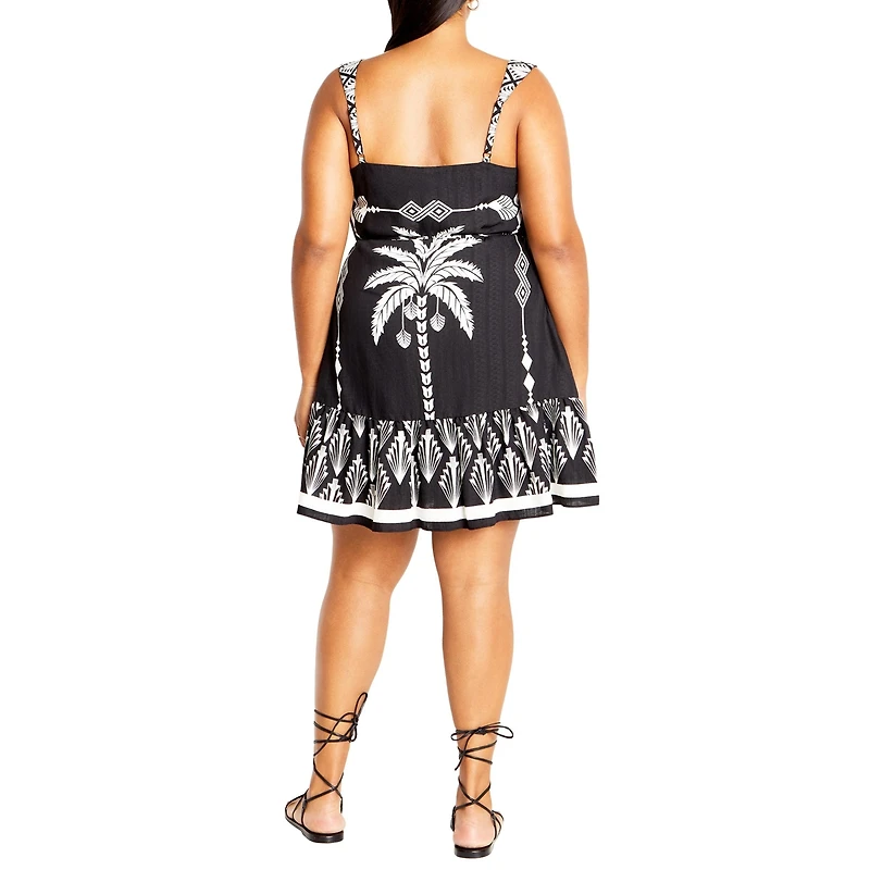 City Chic Plus Peta Border Print Dress