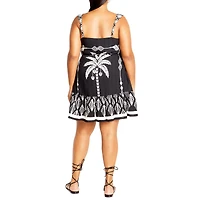 City Chic Plus Peta Border Print Dress