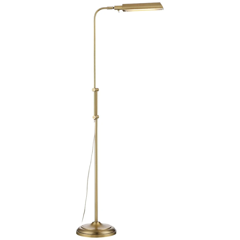 360 Lighting Culver Traditional Pharmacy Floor Lamp Standing 57" Tall Plated Aged Brass Led Adjustable Metal Shade for Living Room Reading Bedroo