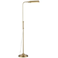 360 Lighting Culver Traditional Pharmacy Floor Lamp Standing 57" Tall Plated Aged Brass Led Adjustable Metal Shade for Living Room Reading Bedroo