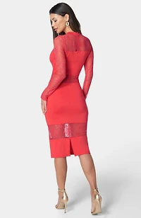 Bebe Women's Lace Inset Midi Dress