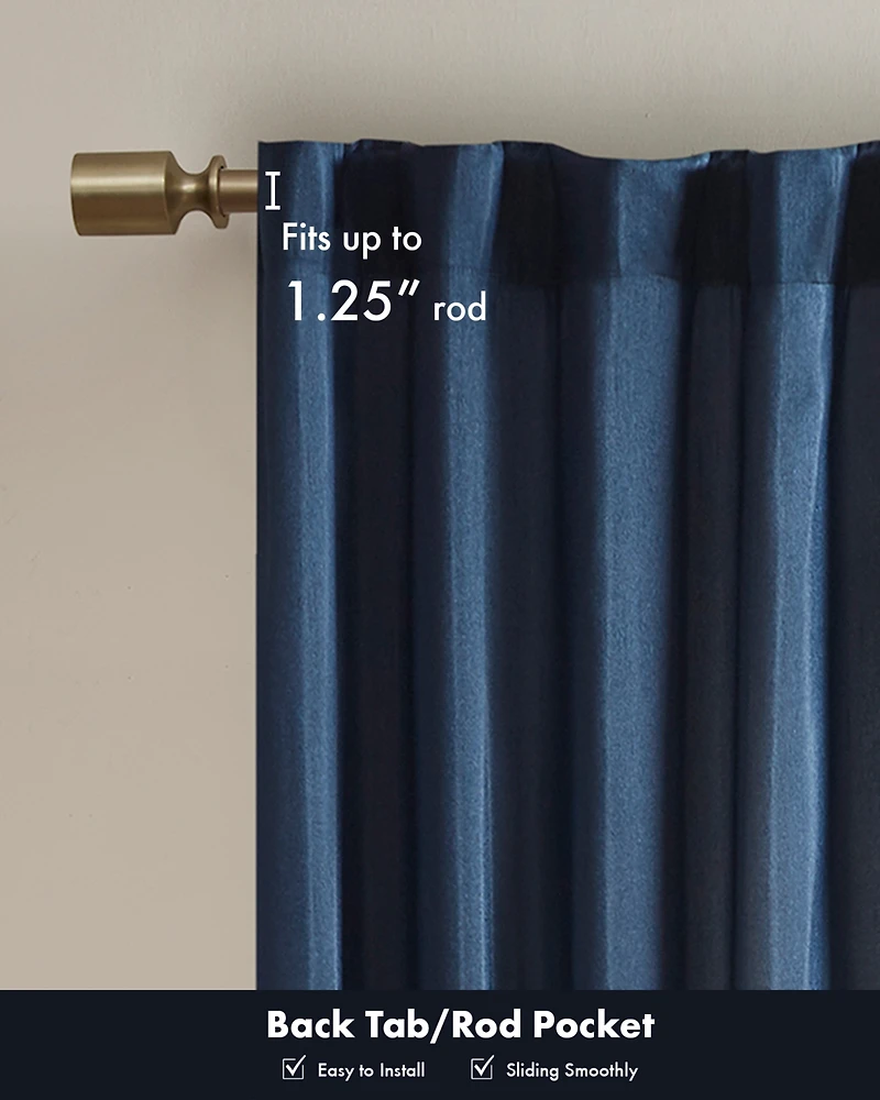 Madison Park Andora Botanical Embroidered Curtain Panel, Single with Privacy Lining for Bedroom and Living Room, 84 inch length