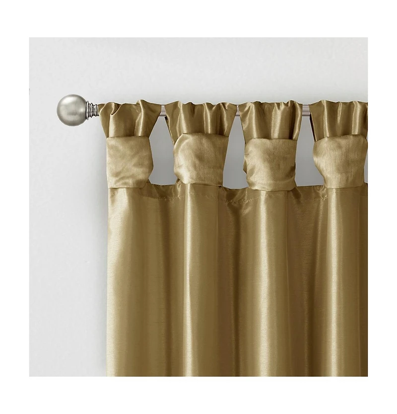 Madison Park Emilia Twist Tab Lined Window Curtain Panel, Single Curtain with Privacy Lining for Bedroom and Living Room