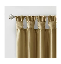 Madison Park Emilia Twist Tab Lined Window Curtain Panel, Single Curtain with Privacy Lining for Bedroom and Living Room