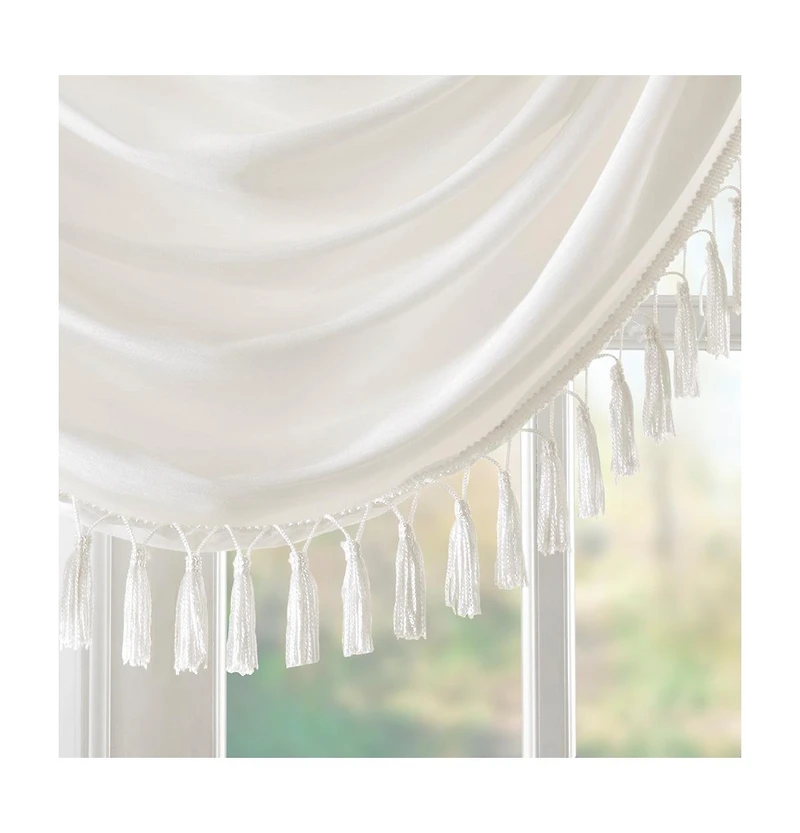 Madison Park Elena Faux Silk Waterfall Embellished Valance Window for Bedroom and kitchen, Lining Rob Pocket/Back Tab valances windows