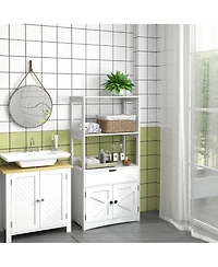 kleankin Bathroom Cabinet Linen Cabinet with Doors and Shelves,