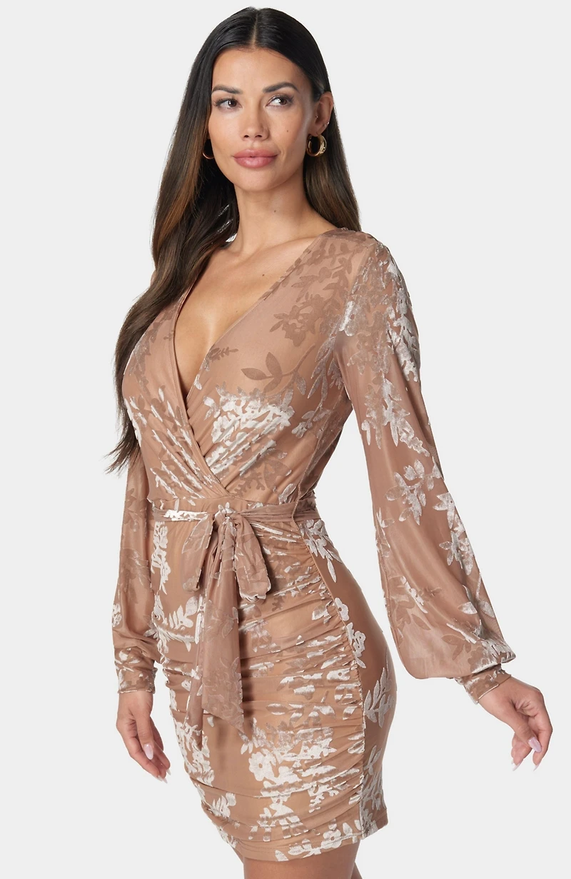 Bebe Women's Surplice Burnout Mini Dress