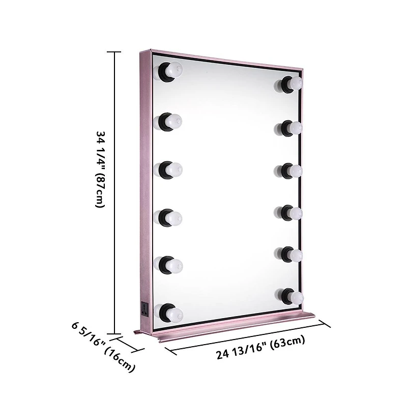 Byootique Lighted Hollywood Vanity Mirror 12pcs Dimmable Led Tabletop Wall Mount Makeup