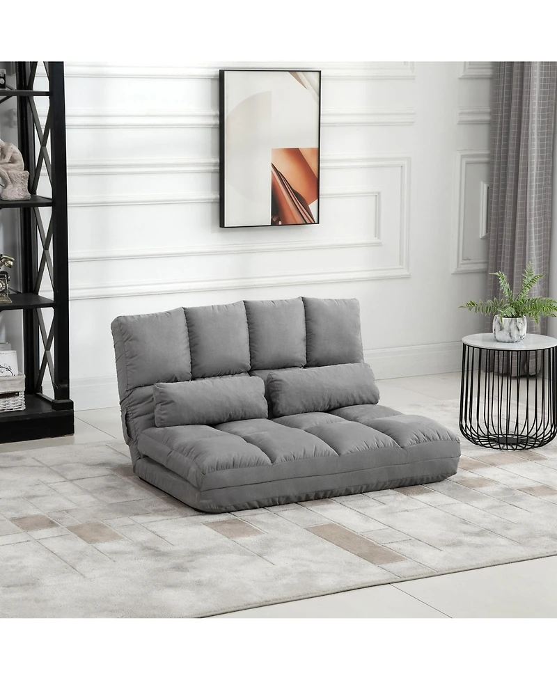 Homcom Convertible Floor Sofa w/ 8 Position Adjustable Backrest & Thick Padding