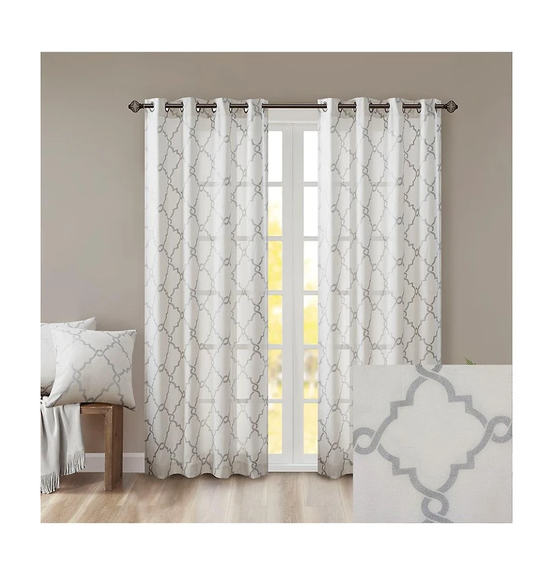 Madison Park Saratoga Fretwork Print Grommet Top Window Curtain Panel, 50"W x 84"L