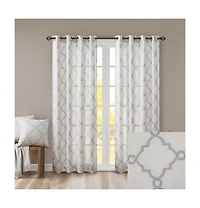 Madison Park Saratoga Fretwork Print Grommet Top Window Curtain Panel, 50"W x 84"L