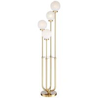 Possini Euro Design Mid Century Modern Glam Style Floor Lamp 4-Light Led 68.5" Tall Warm Gold Glass Globe Shade for Living Room House Uplight